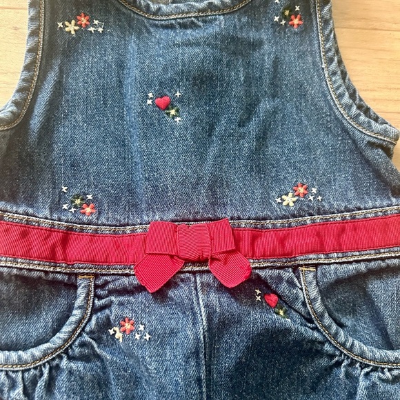 Y2K vintage Gymboree Denim Kids Overalls with Red Accents - Picture 2 of 6
